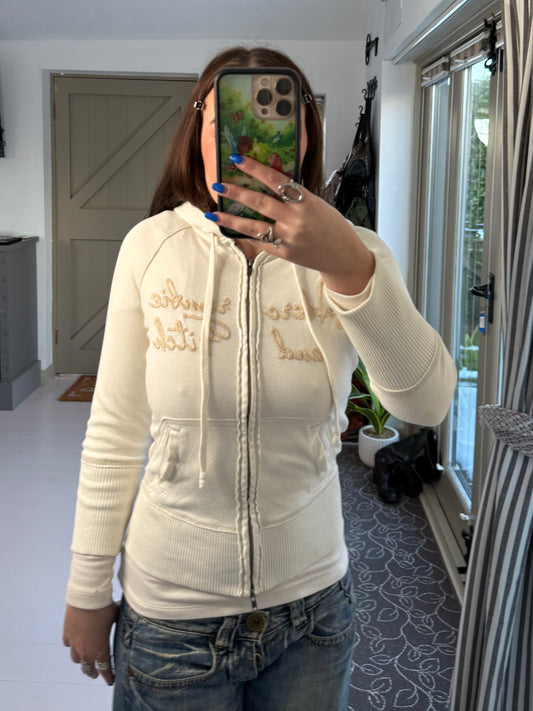Abercrombie and Fitch white double zip up hoodie