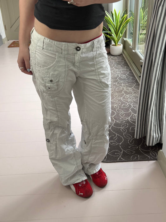 Espirit white low rise cargo trousers