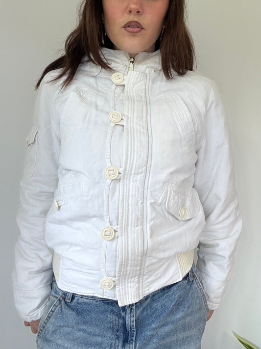 Dorothy Perkins white bomber style zip up jacket