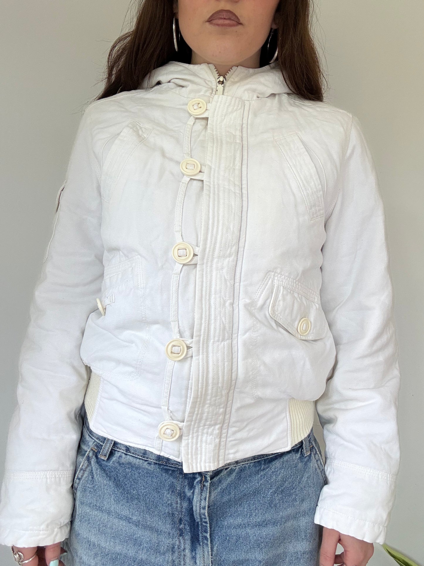 Dorothy Perkins white bomber style zip up jacket