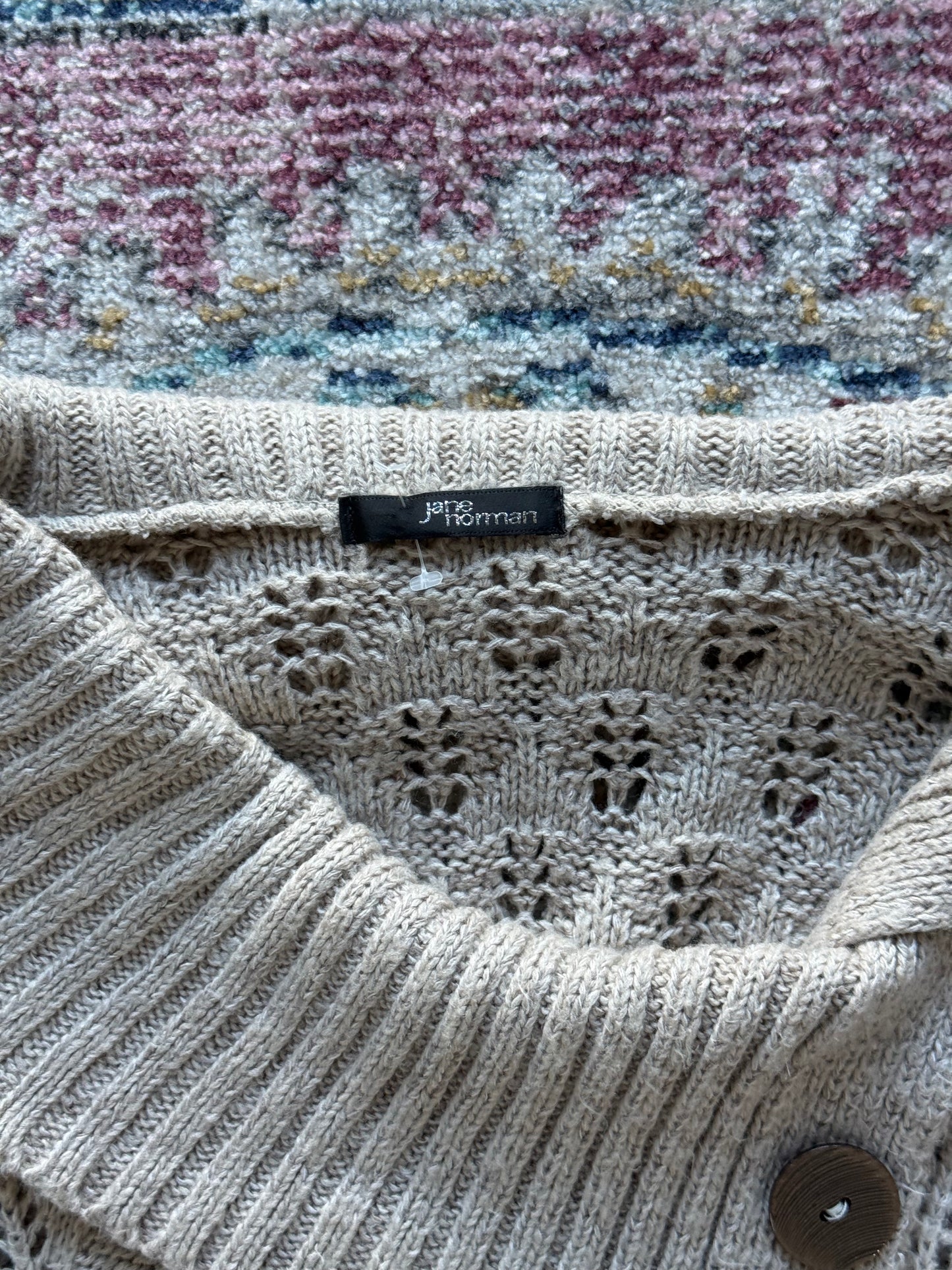Vintage Jane Norman Cream Knit asymmetrical Button Neck jumper