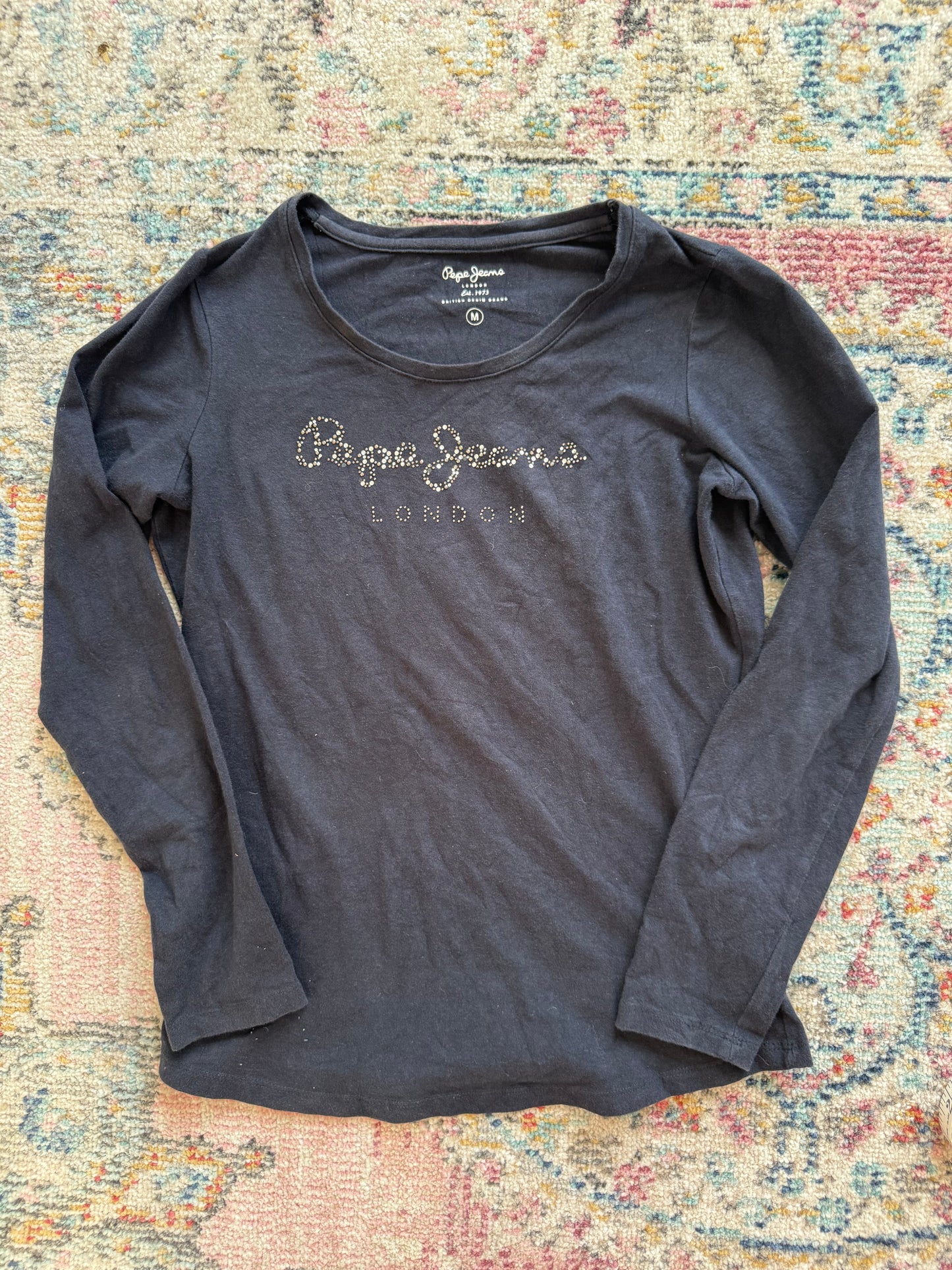 Vintage Pepe jeans navy graphic long sleeve top