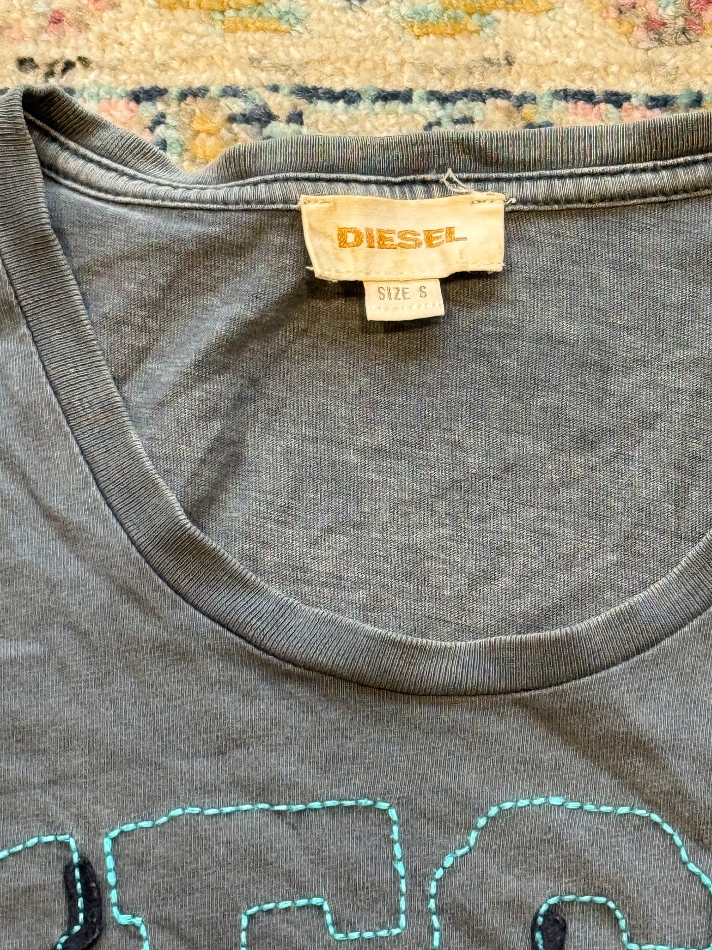 Diesel embroidered navy blue baggy t-shirt