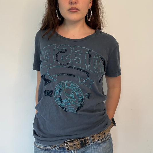 Diesel embroidered navy blue baggy t-shirt