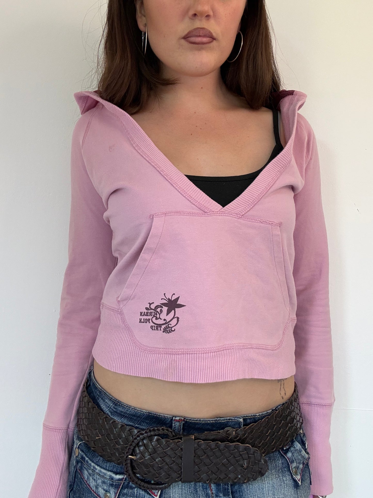 Vintage Jennyfer pink low cut hoodie