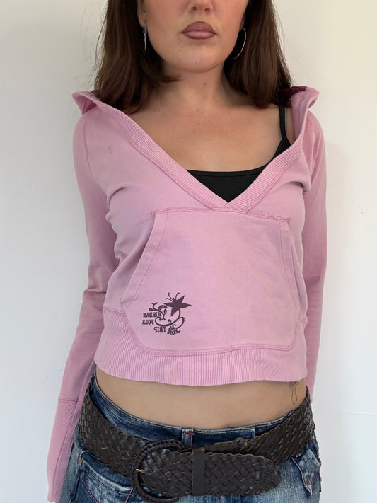 Vintage Jennyfer pink low cut hoodie