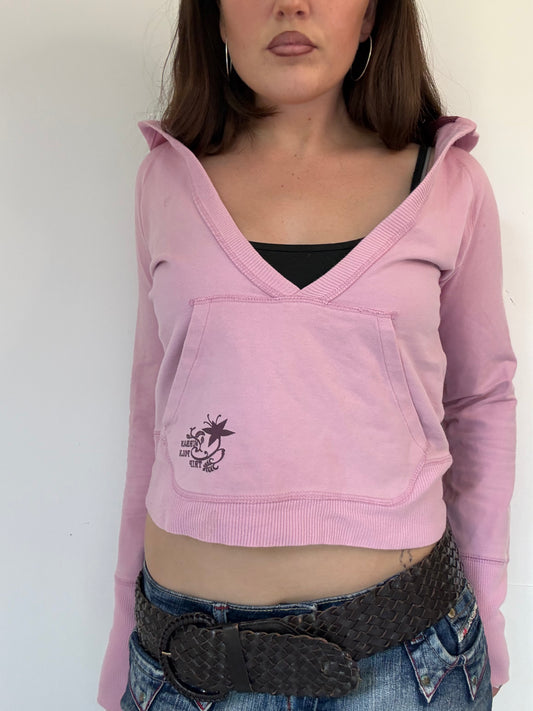 Vintage Jennyfer pink low cut hoodie