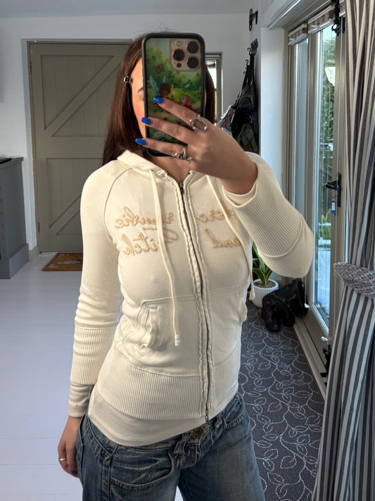 Abercrombie and Fitch white double zip up hoodie