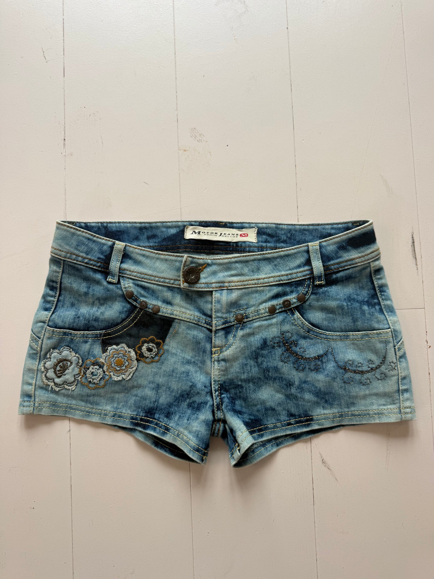 Y2k low rise denim mini shorts