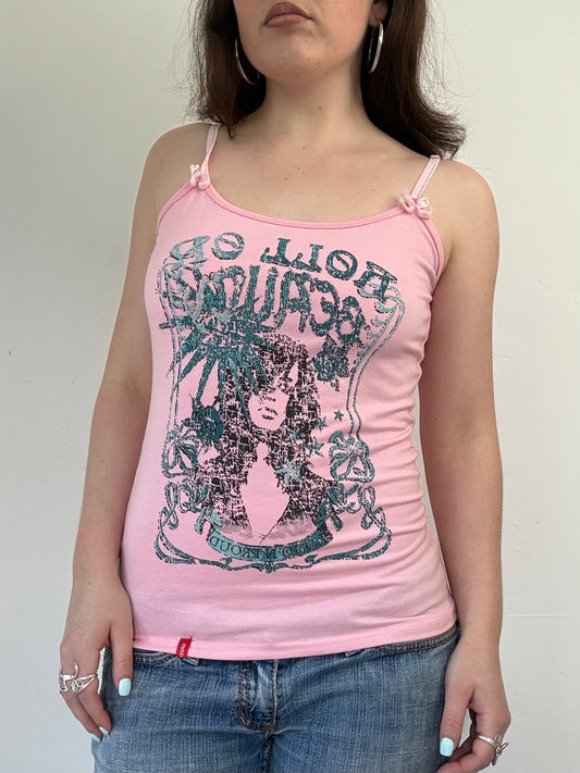 Y2k pink graphic cami top