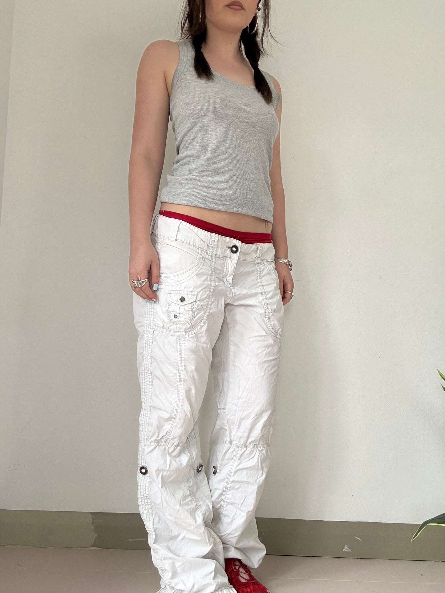 Espirit white low rise cargo trousers