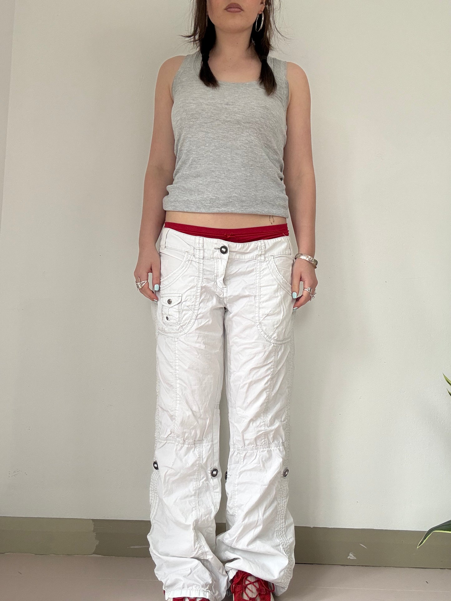 Espirit white low rise cargo trousers