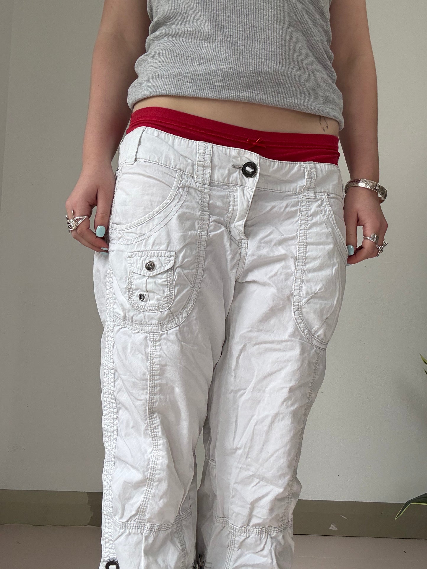 Espirit white low rise cargo trousers