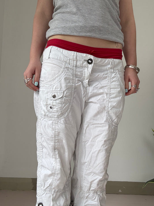 Espirit white low rise cargo trousers