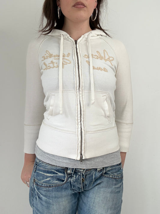 Abercrombie and Fitch white double zip up hoodie