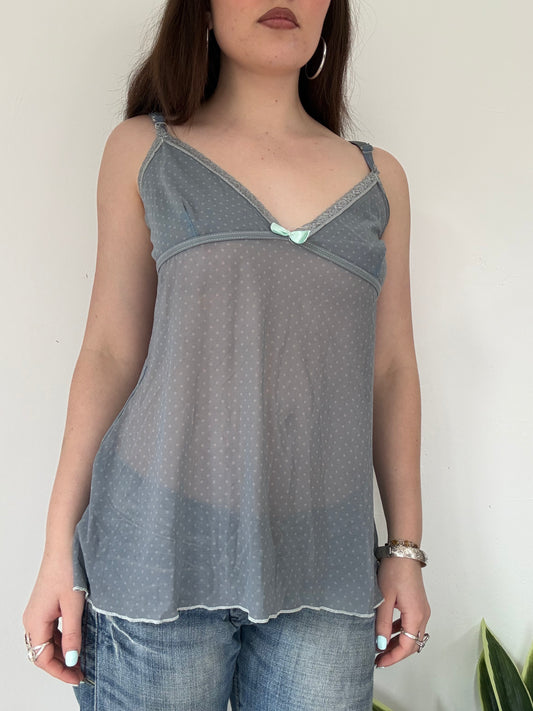 Vintage y2k sheer polka dot cami top