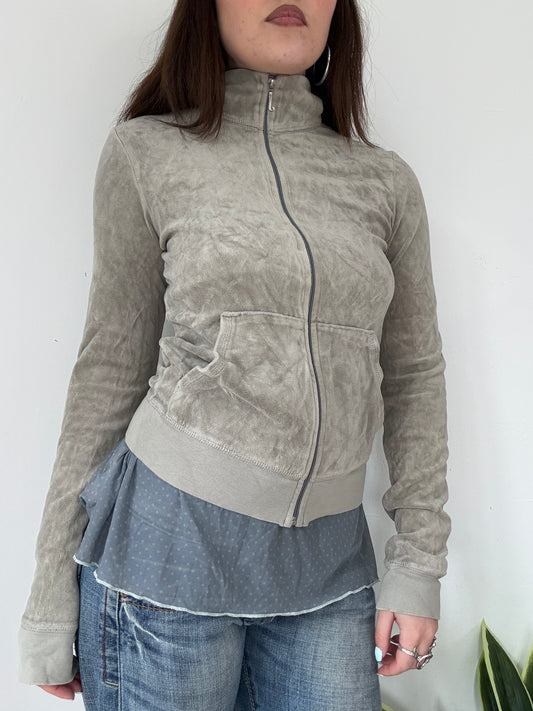 Juicy couture grey velour high neck zip up jacket