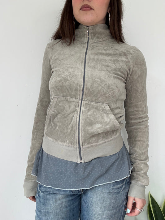 Juicy couture grey velour high neck zip up jacket