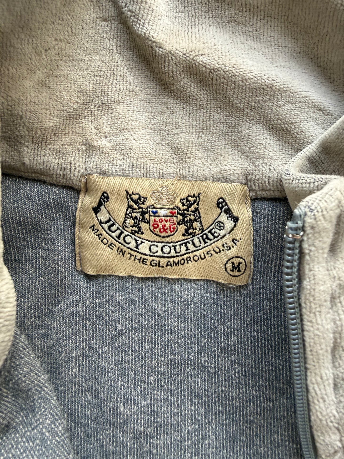 Juicy couture grey velour high neck zip up jacket