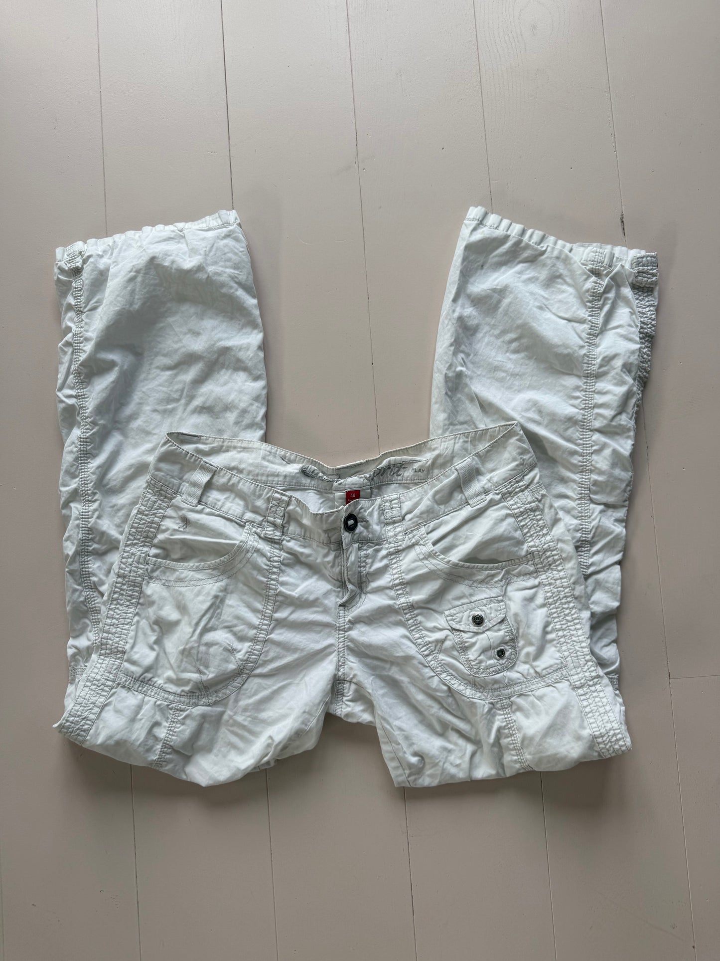 Espirit white low rise cargo trousers