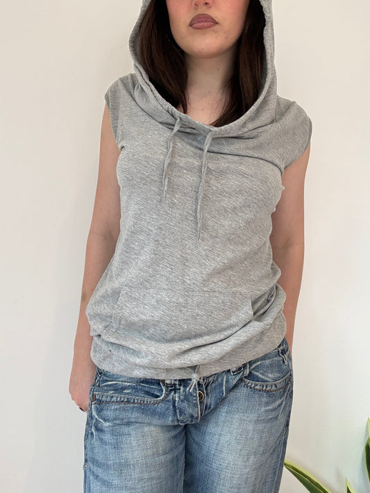 Bench grey hooded short sleeve top