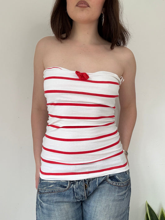stripy red & white tube top