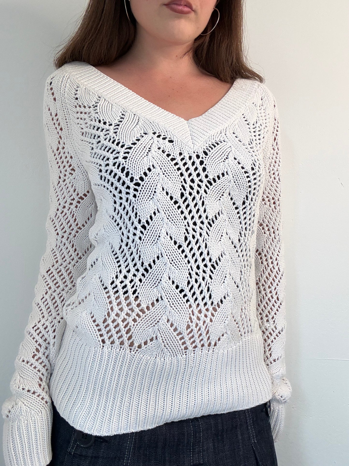 Vintage white crochet long sleeve top/jumper