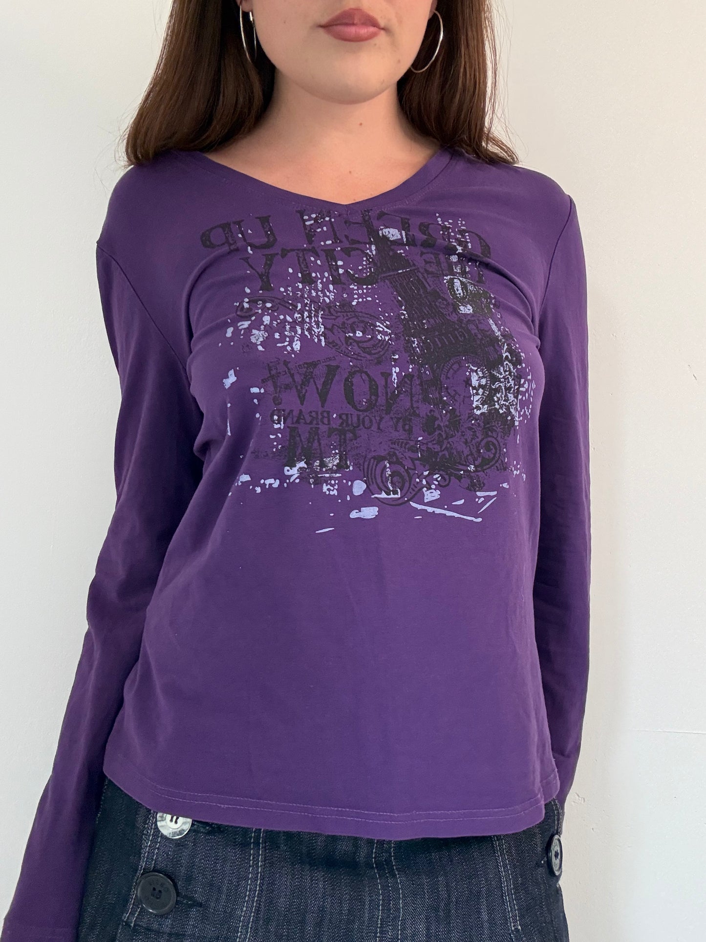 Vintage purple graphic long sleeve top