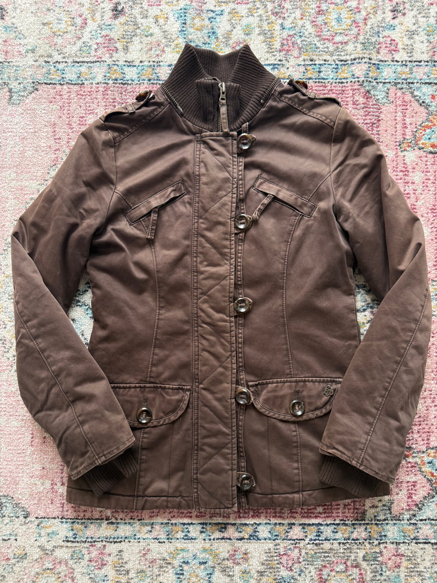 Vintage brown zip up bomber style jacket