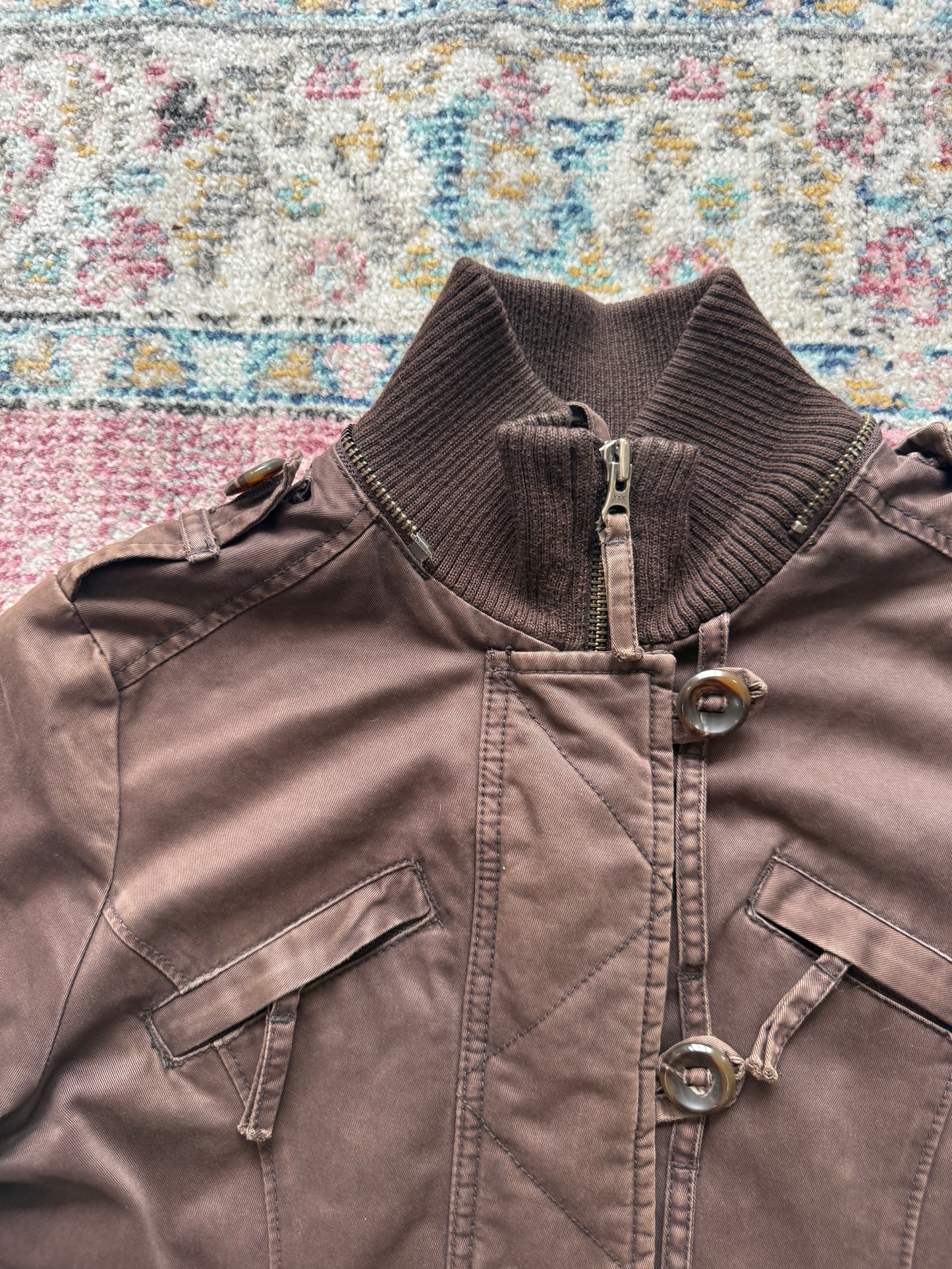 Vintage brown zip up bomber style jacket
