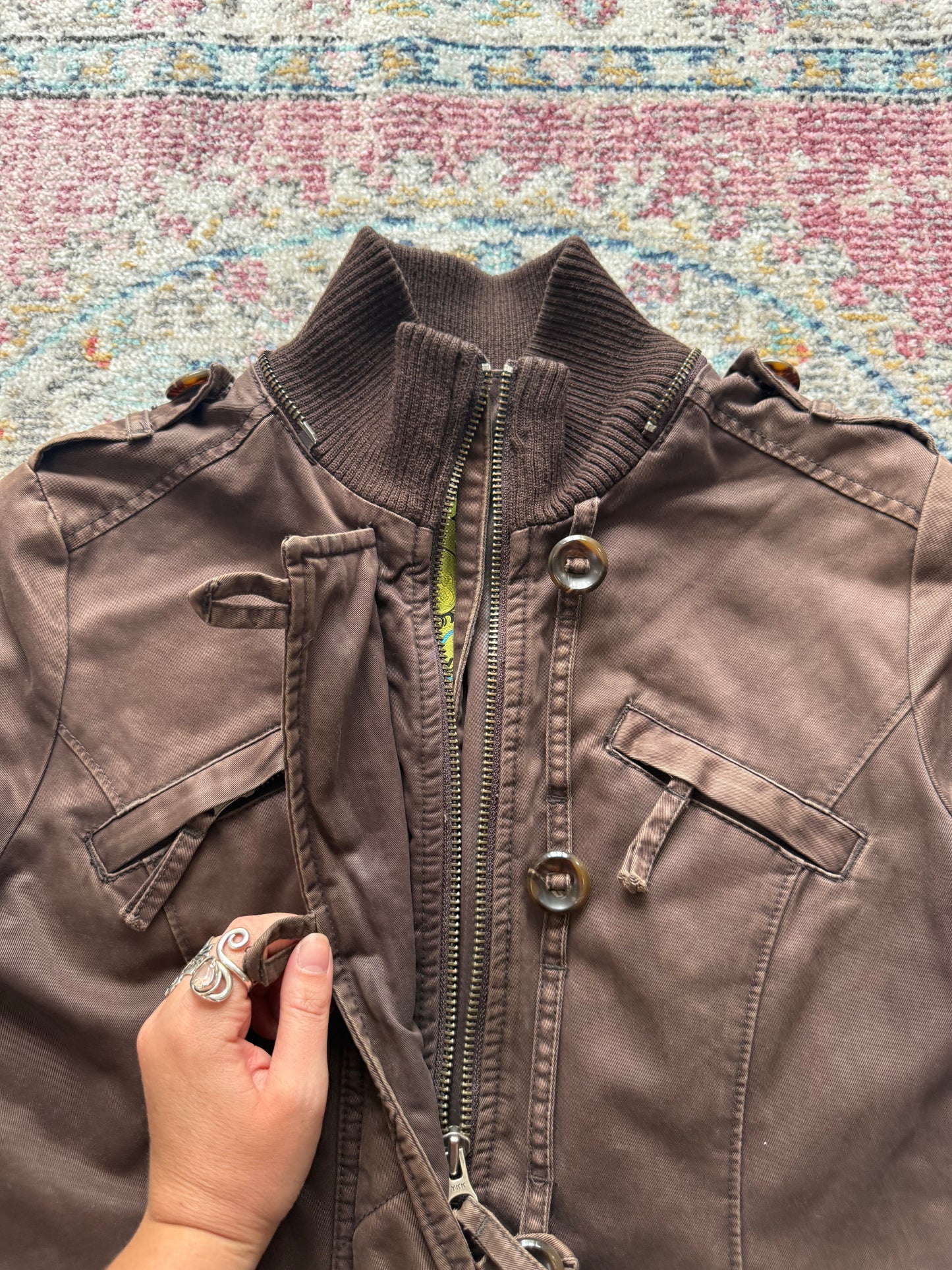 Vintage brown zip up bomber style jacket