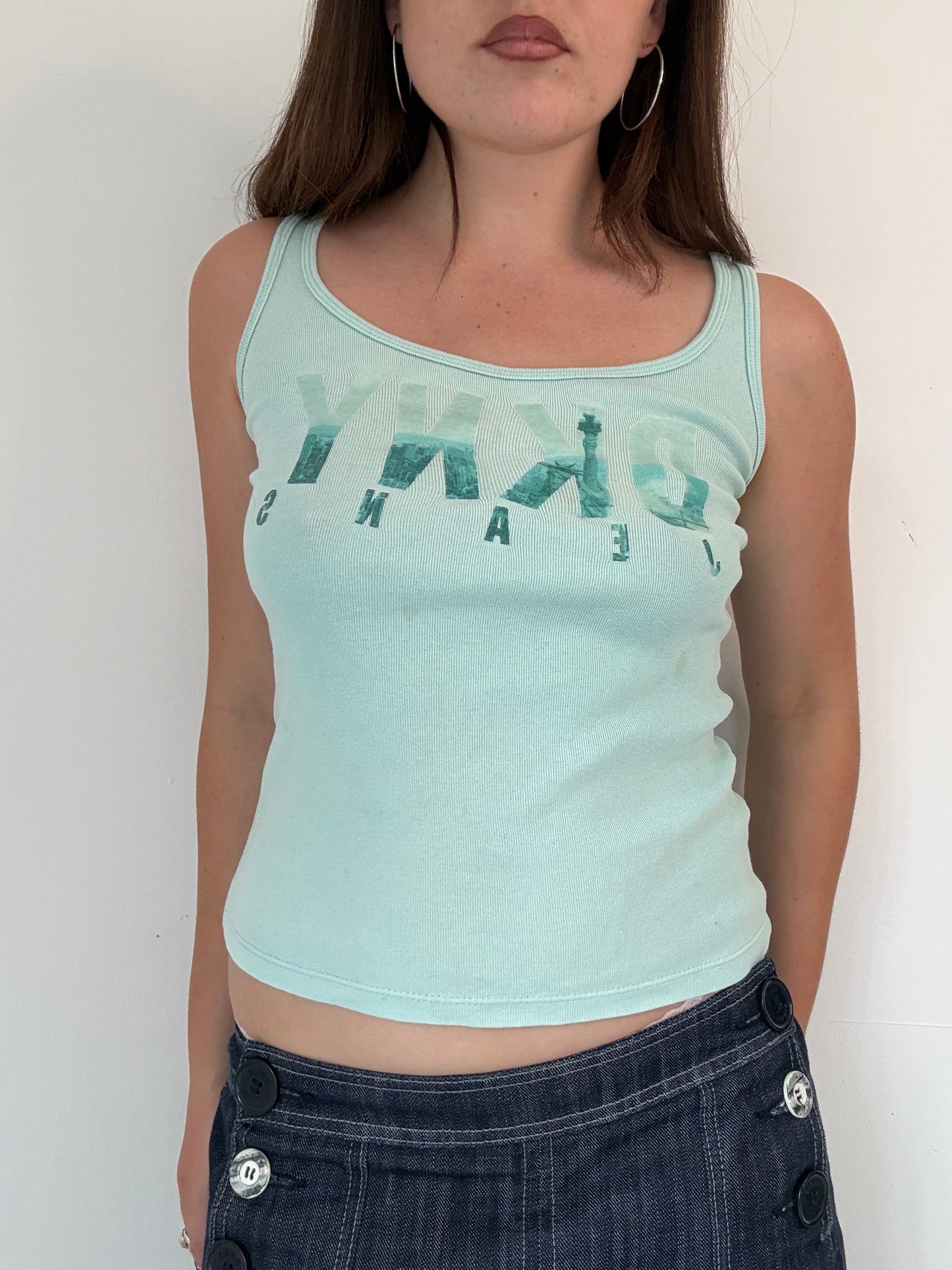 DKNY blue graphic vest top