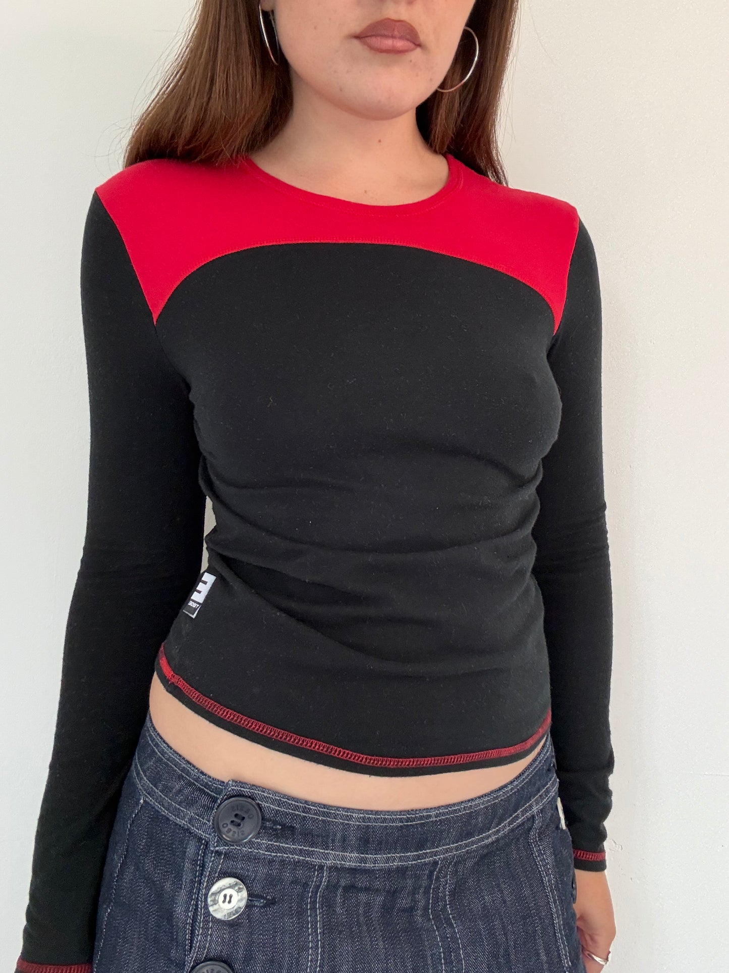 Vintage red and black long sleeve top