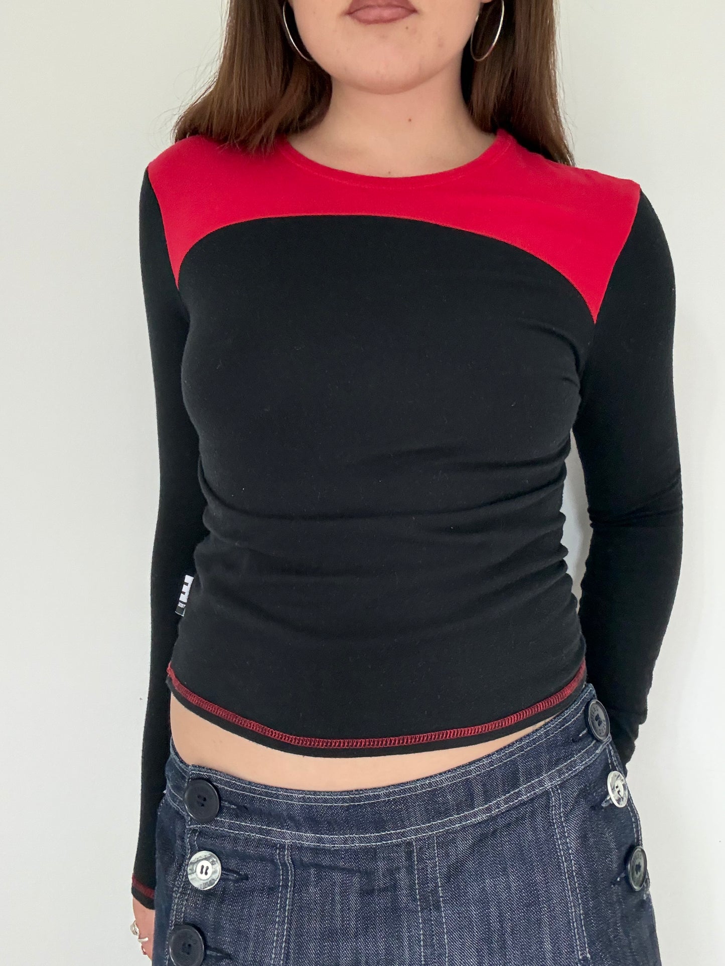 Vintage red and black long sleeve top
