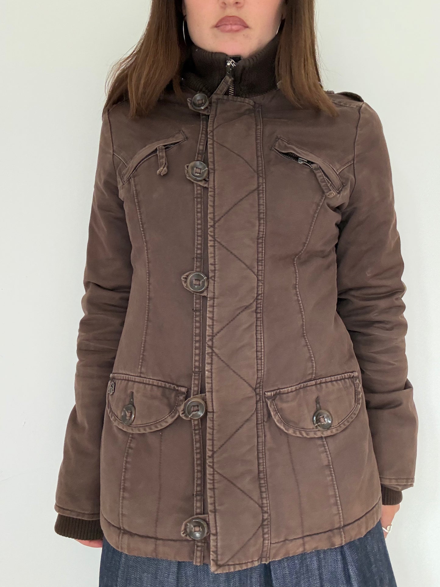 Vintage brown zip up bomber style jacket