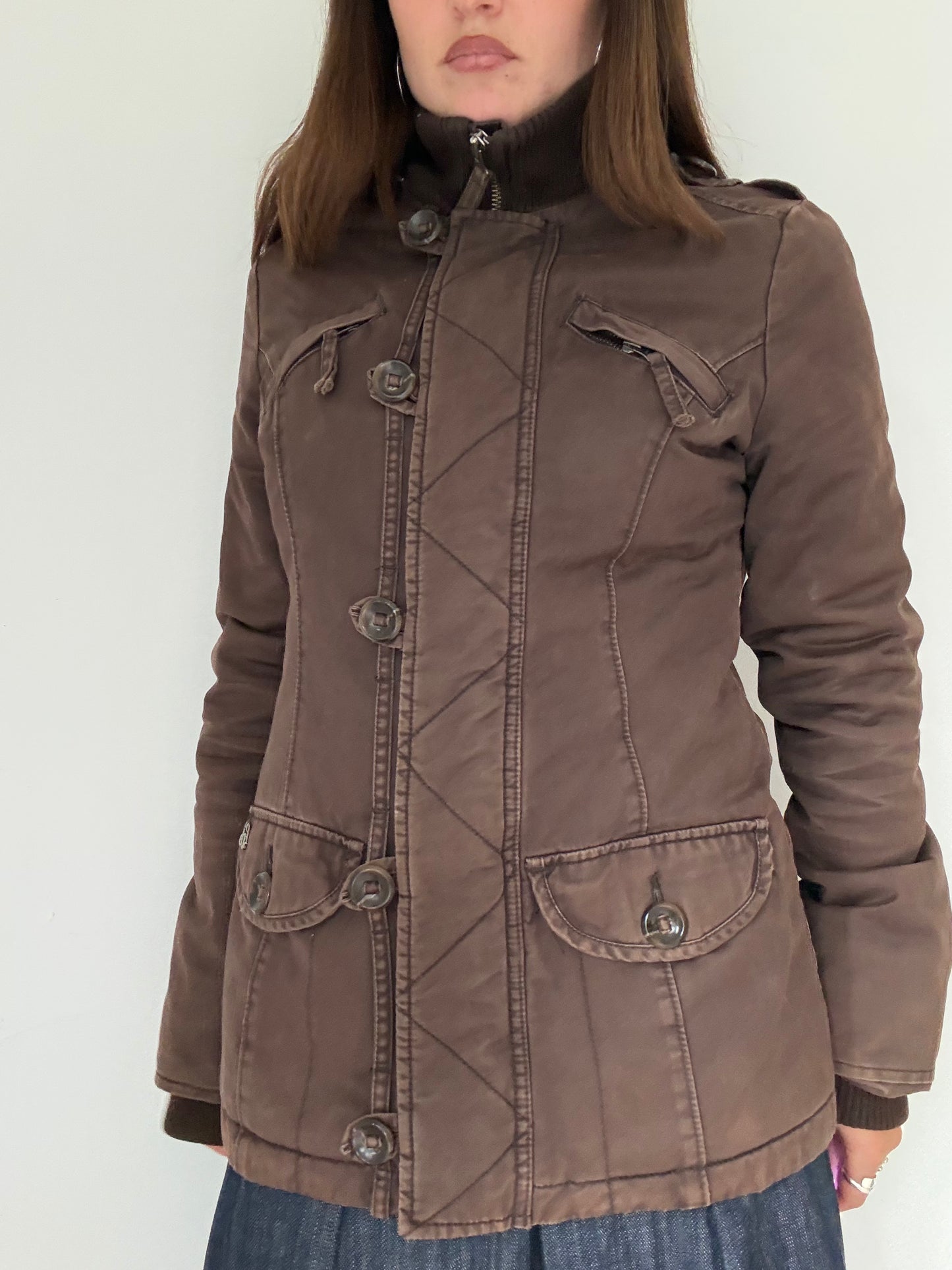 Vintage brown zip up bomber style jacket