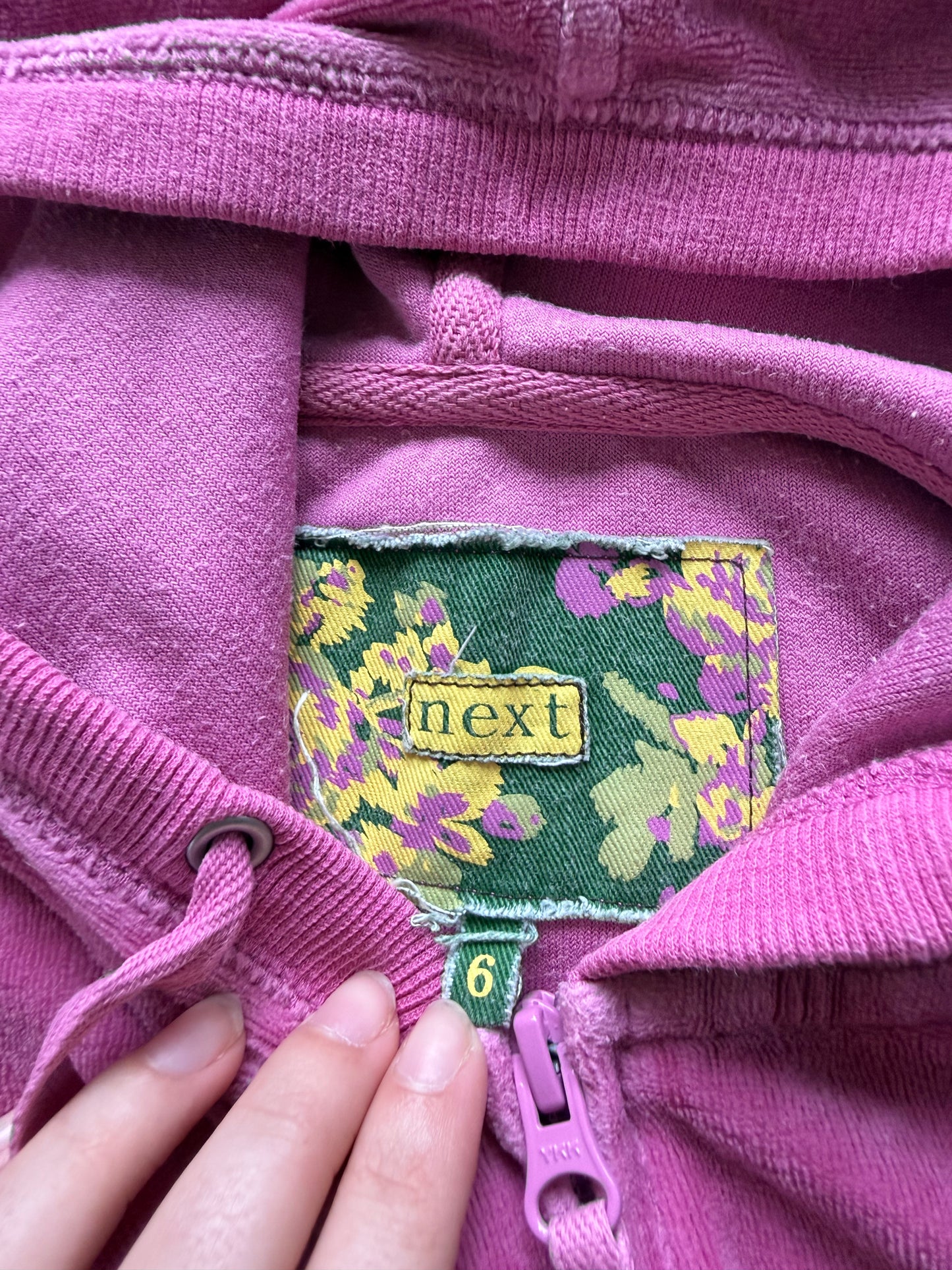 Pink velour zip up short sleeve hoodie