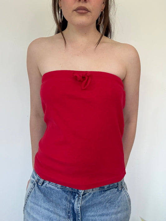 Topshop red bandeau tube top