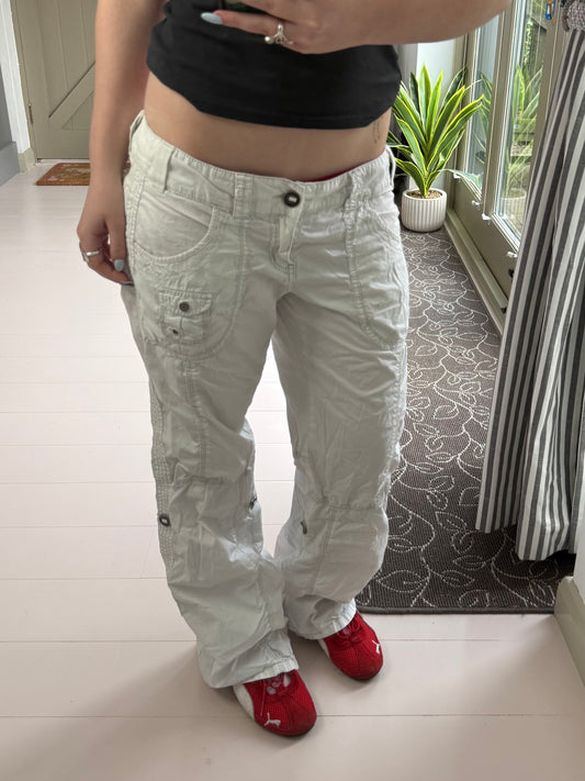 Espirit white low rise cargo trousers