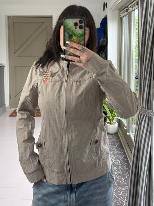 Billabong beige zip up moto style jacket