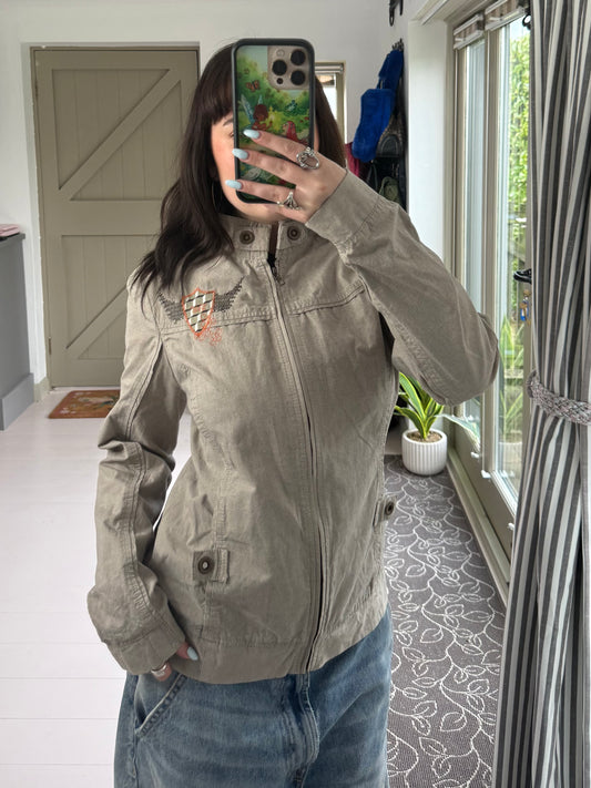 Billabong beige zip up moto style jacket