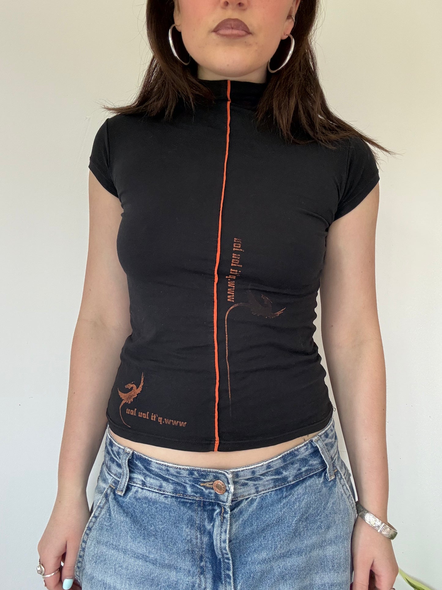 black graphic high neck top