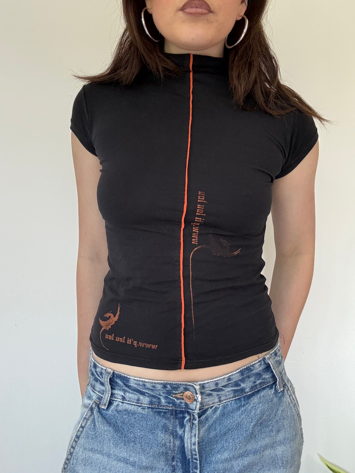 black graphic high neck top