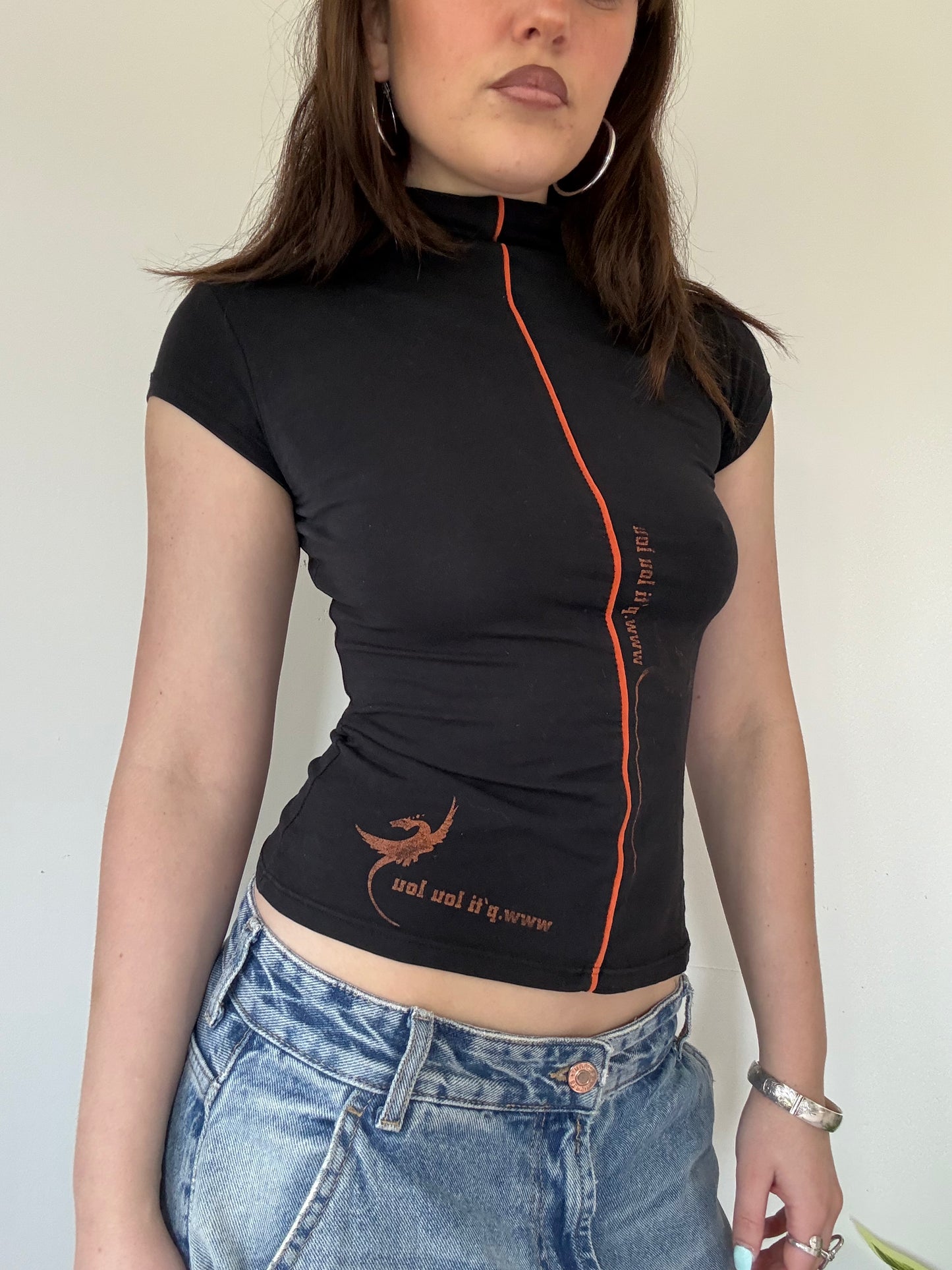 black graphic high neck top