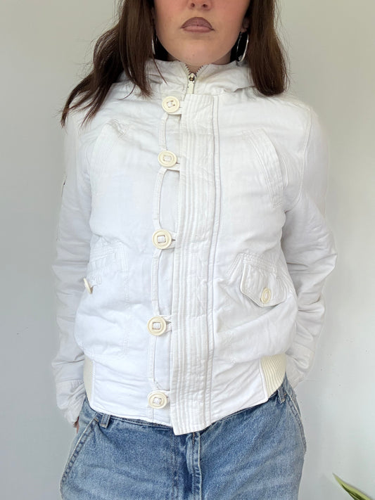 Dorothy Perkins white bomber style zip up jacket