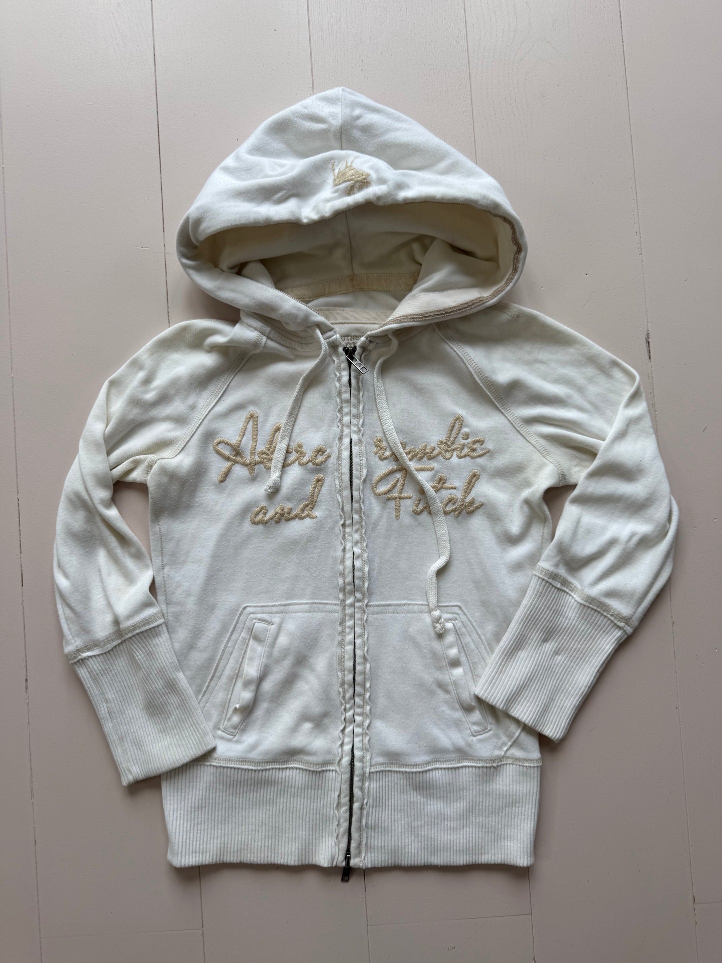 Abercrombie and Fitch white double zip up hoodie