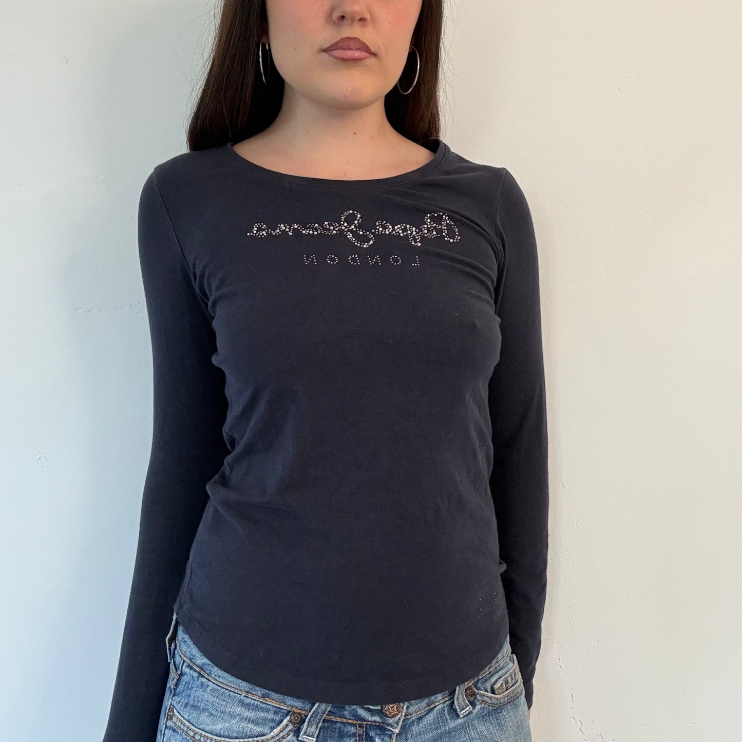 Vintage Pepe jeans navy graphic long sleeve top