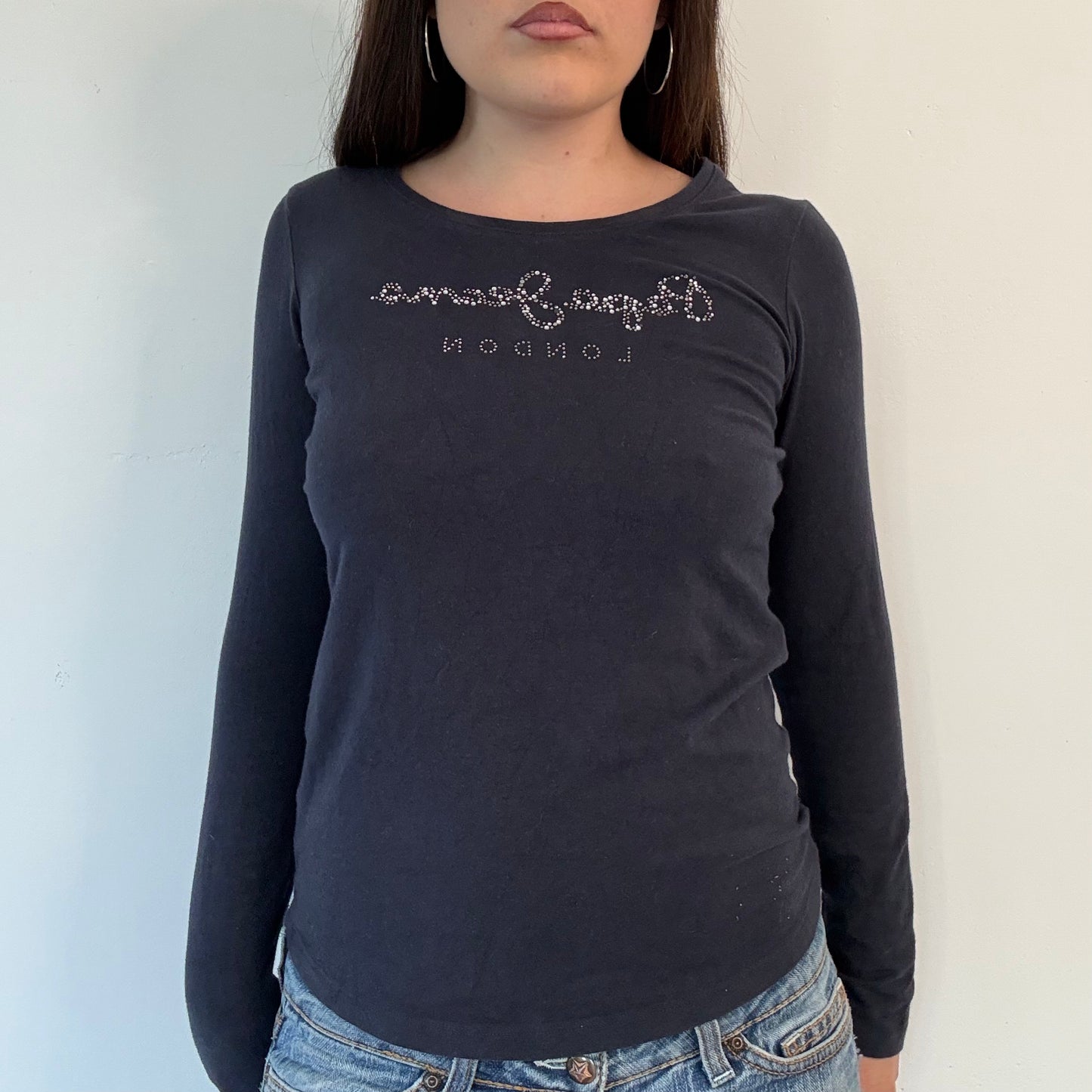 Vintage Pepe jeans navy graphic long sleeve top