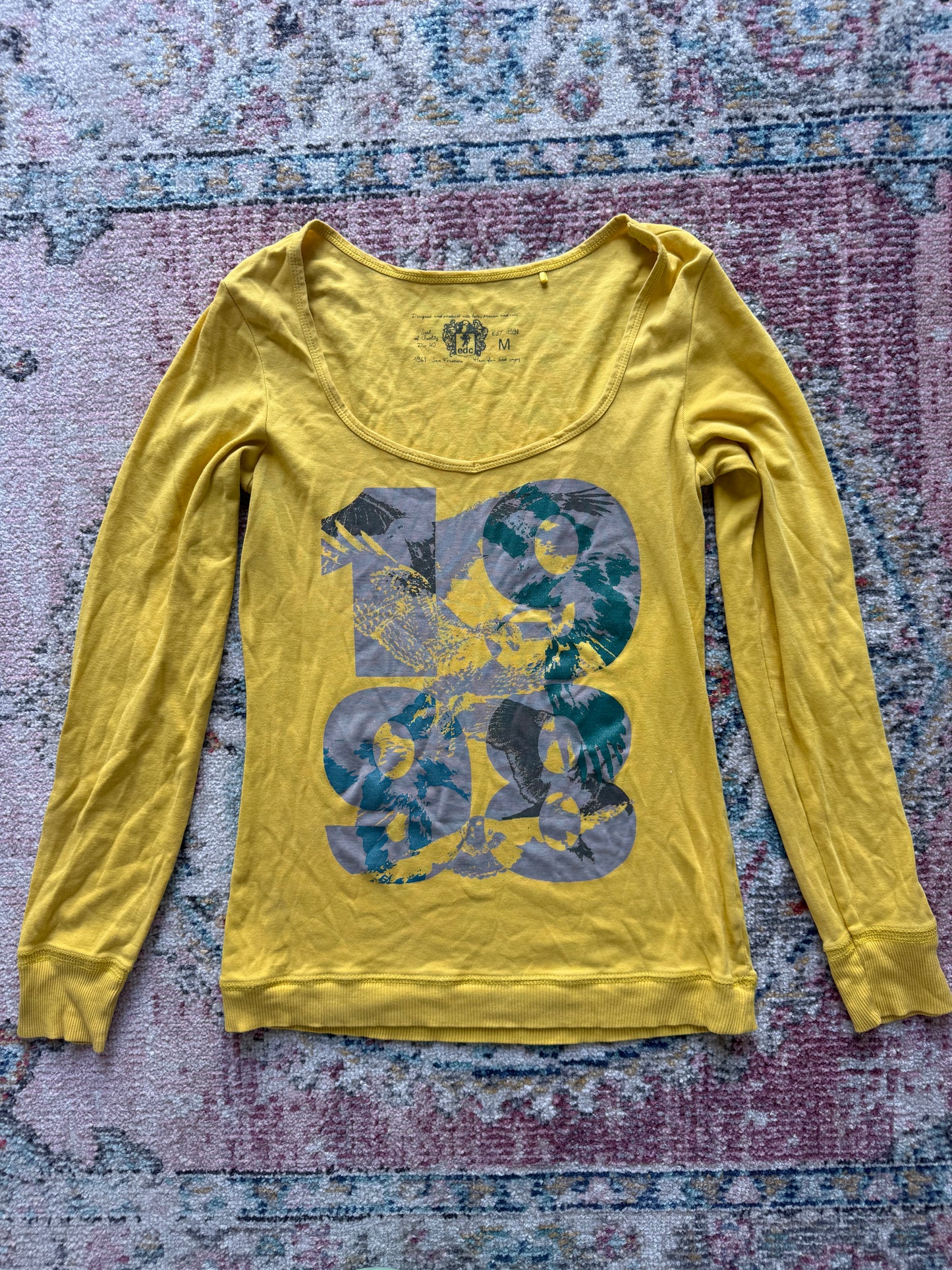 Y2K EDC by Esprit yellow graphic long sleeve top £25.00