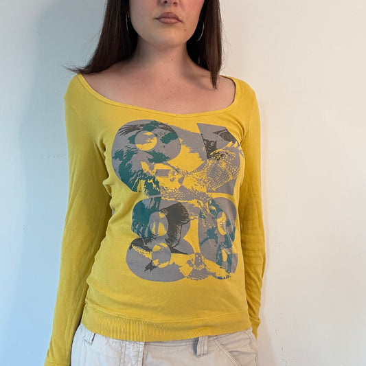 Y2K EDC by Esprit yellow graphic long sleeve top £25.00